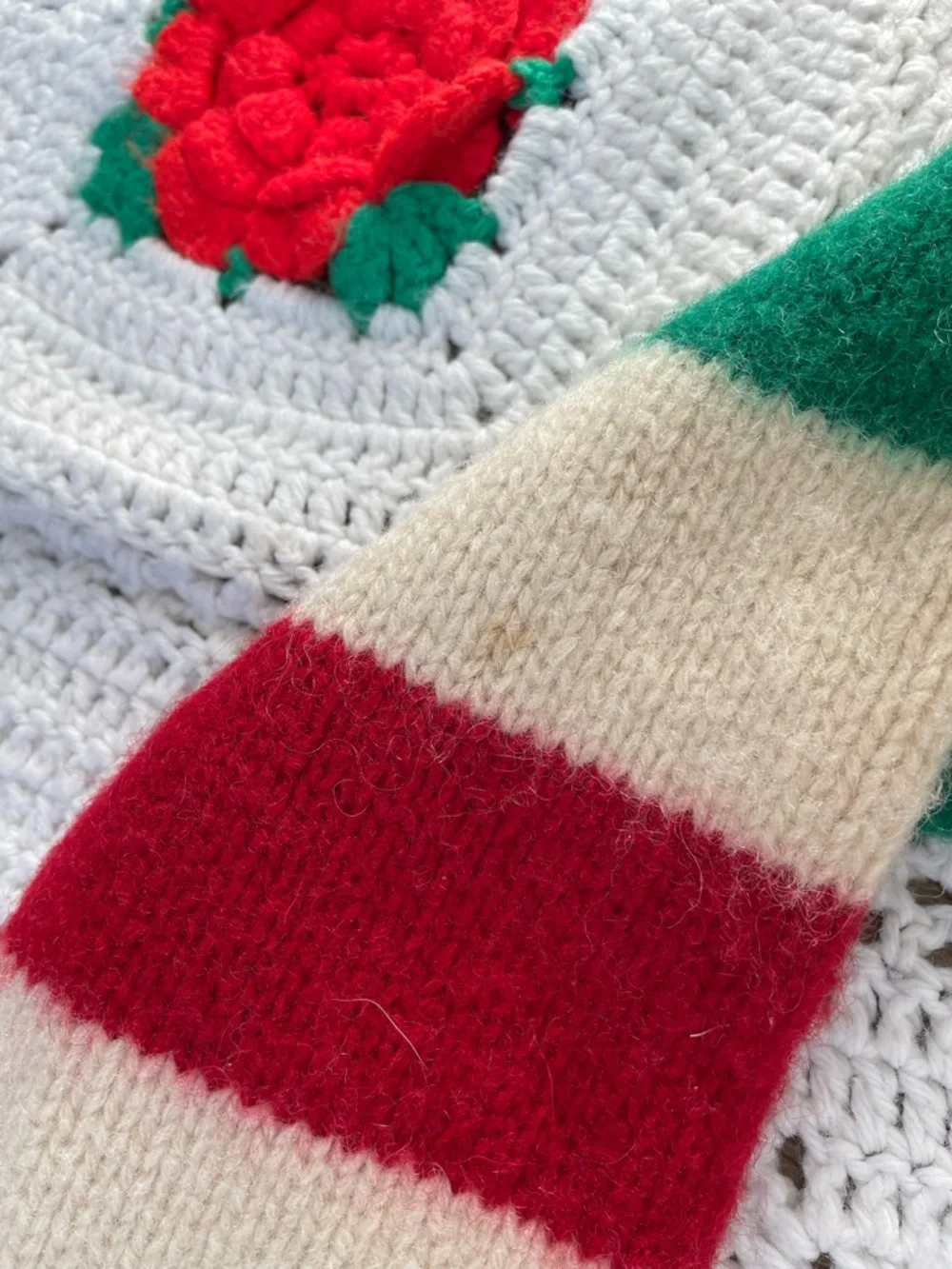 Ralph Lauren Hudson Bay  Wool Shawl Cardigan Striped Cream S Vintage 80’s - Picture 4 of 12